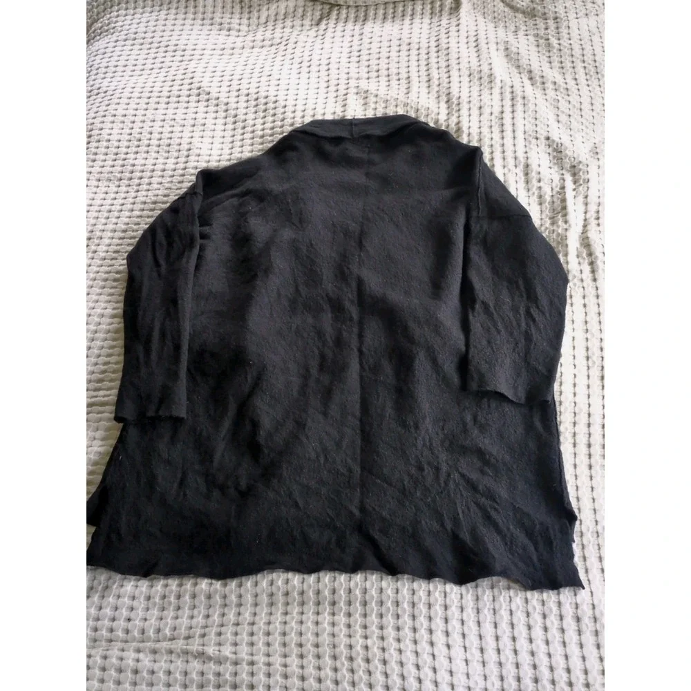 Eileen Fisher Boiled Wool‎ Jacket Cardigan Open Front Size XL Black